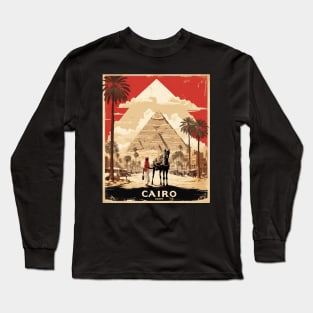 Cairo Pyramids of Giza Vintage Poster Tourism Long Sleeve T-Shirt